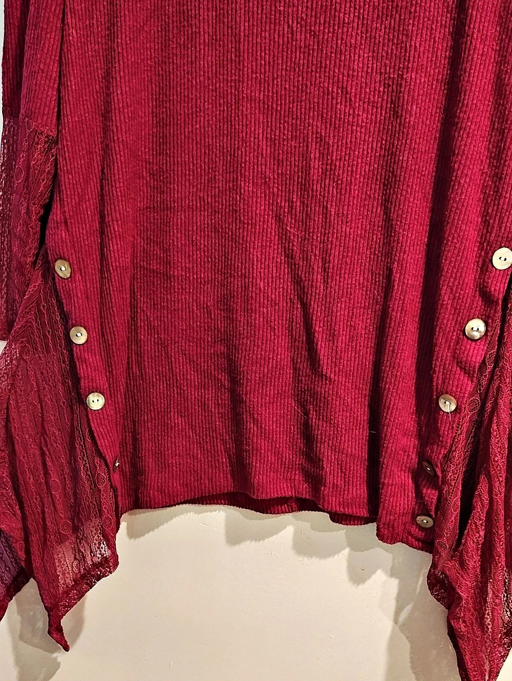 World Unity25Red Ribbed Tunic Top XL Like New - Picture 2 of 3